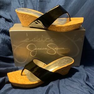 Jessica Simpson Black Wedge Sandals